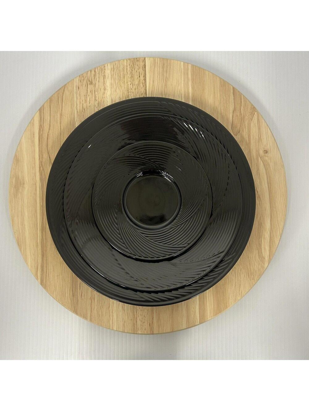 DANSK Midnight Black 3 Plate Place Setting